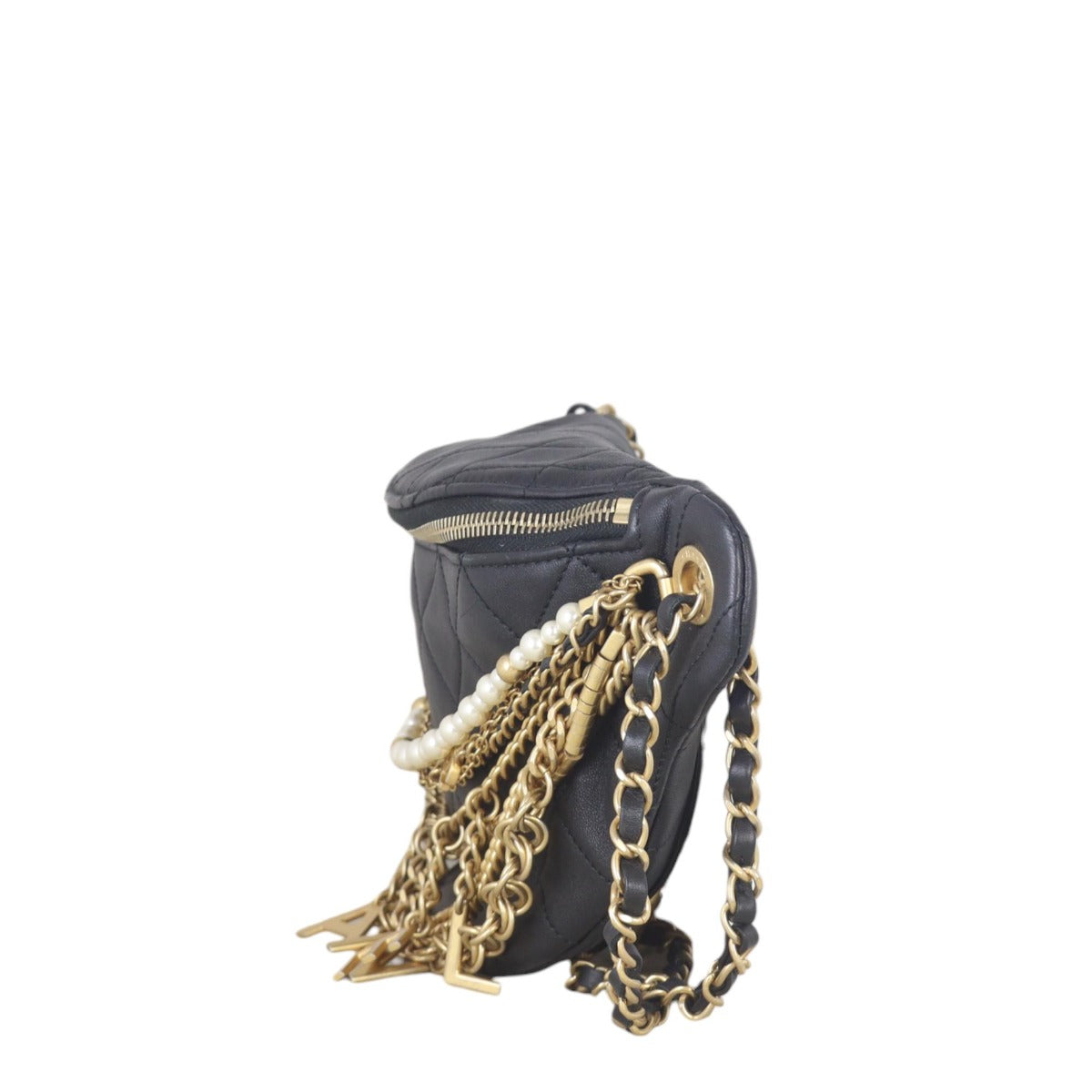Chanel All About Chains Waist Bag Quilted Black Shoulder Bag
