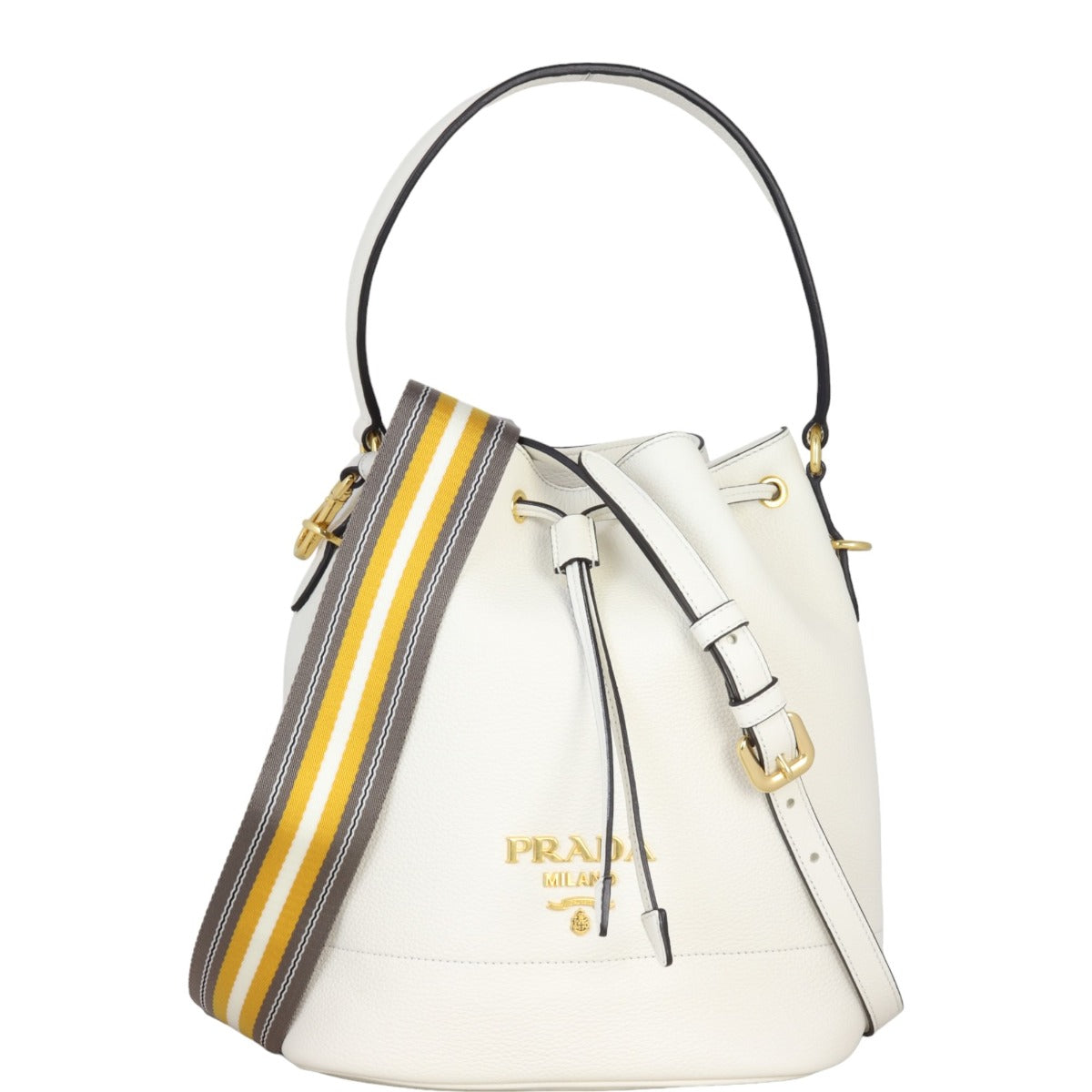 Prada Bag Daino Vitello White Bucket Bucket Bag
