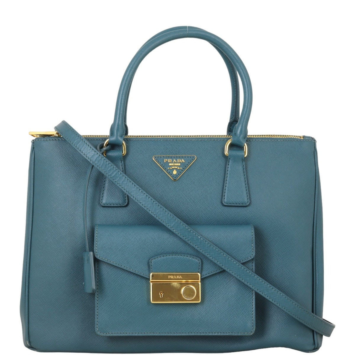 Prada Saffiano Lux Galleria Double Zip Pocket Tote Medium Tote Bag
