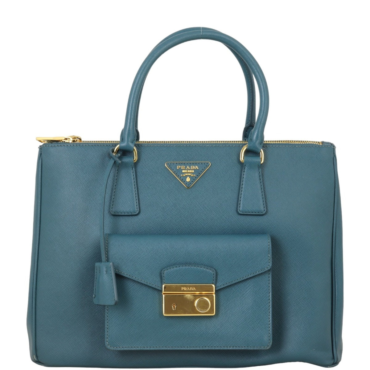 Prada Saffiano Lux Galleria Double Zip Pocket Tote Medium Tote Bag