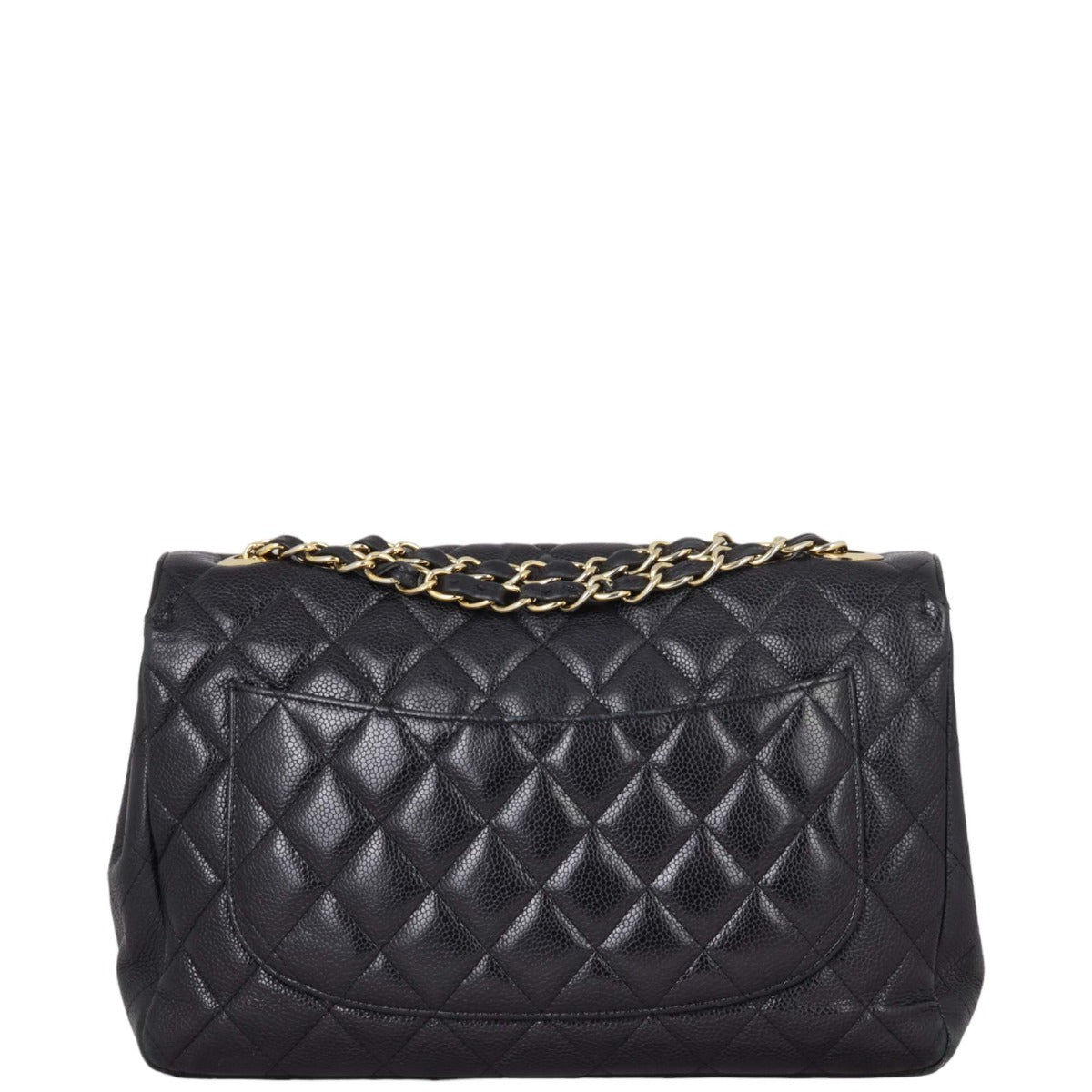 Chanel Classic Single Jumbo Caviar Handbag Quilted Black
