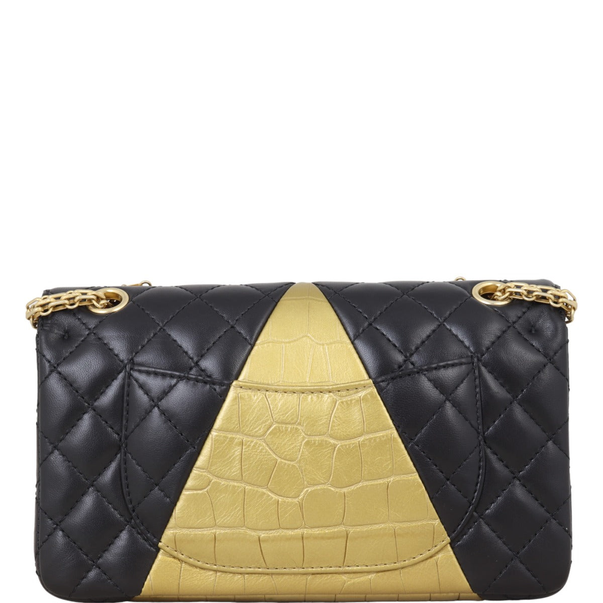 Chanel 2.55 Reissue 225 Double Bag Croc-Embossed Flap Handbag