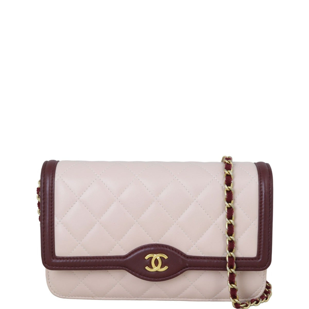 Chanel Two-Tone Wallet on Handbag Pink Chain