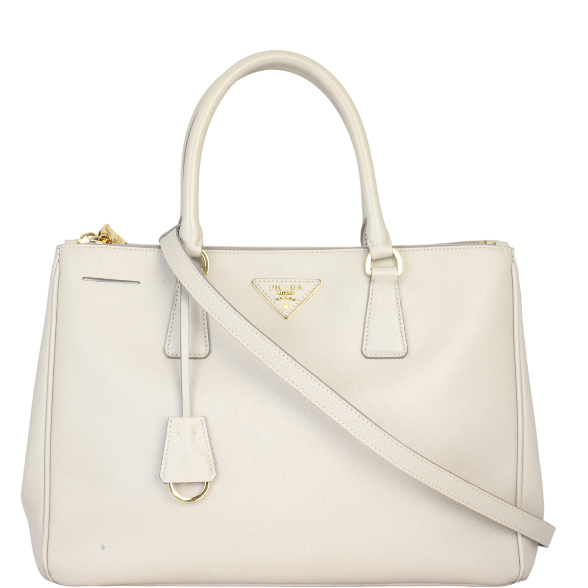 Prada Tote Bag Lux Galleria Double Tote 22 Saffiano Gray Medium