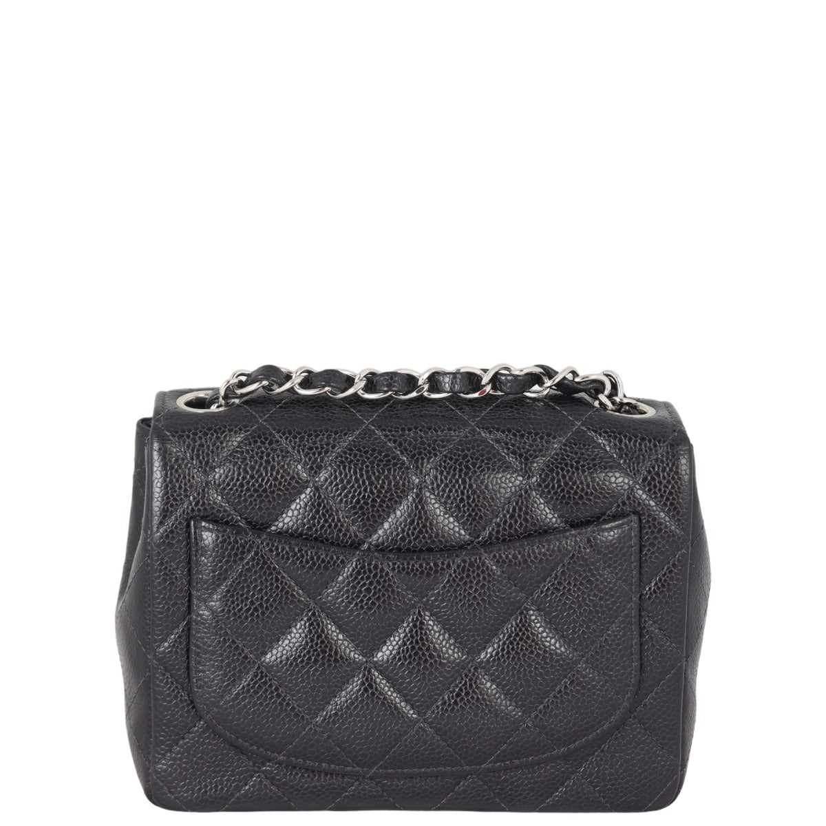 Chanel Classic Flap Square Caviar Handbag Quilted Black Mini Bag