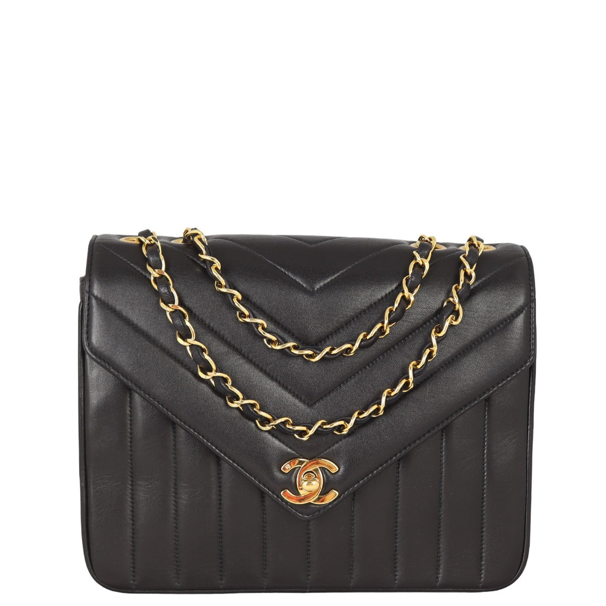 Chanel Chevron Single Bag Flap Handbag