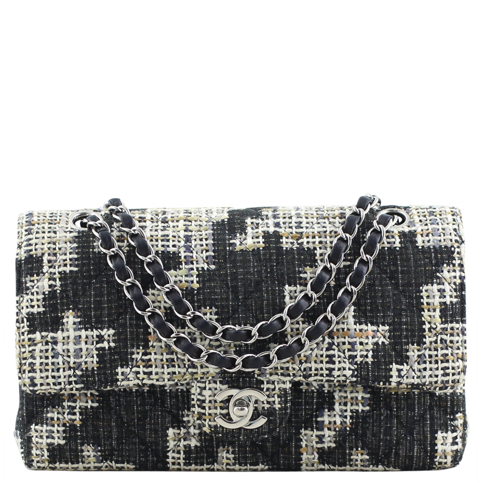 Chanel Classic Double Tweed Handbag Medium Flap