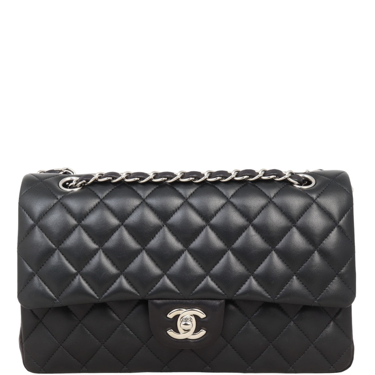 Chanel Classic Double Lambskin Handbag Black Medium Flap Medium15012024