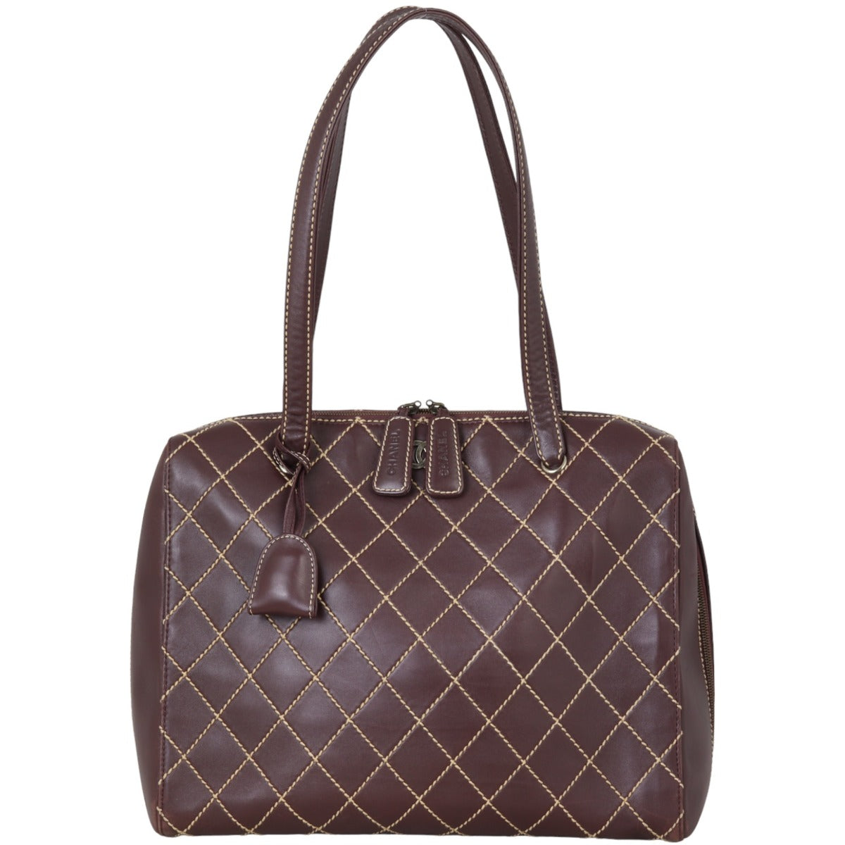 Chanel Surpique Zip Tote Brown Large Tote Bag