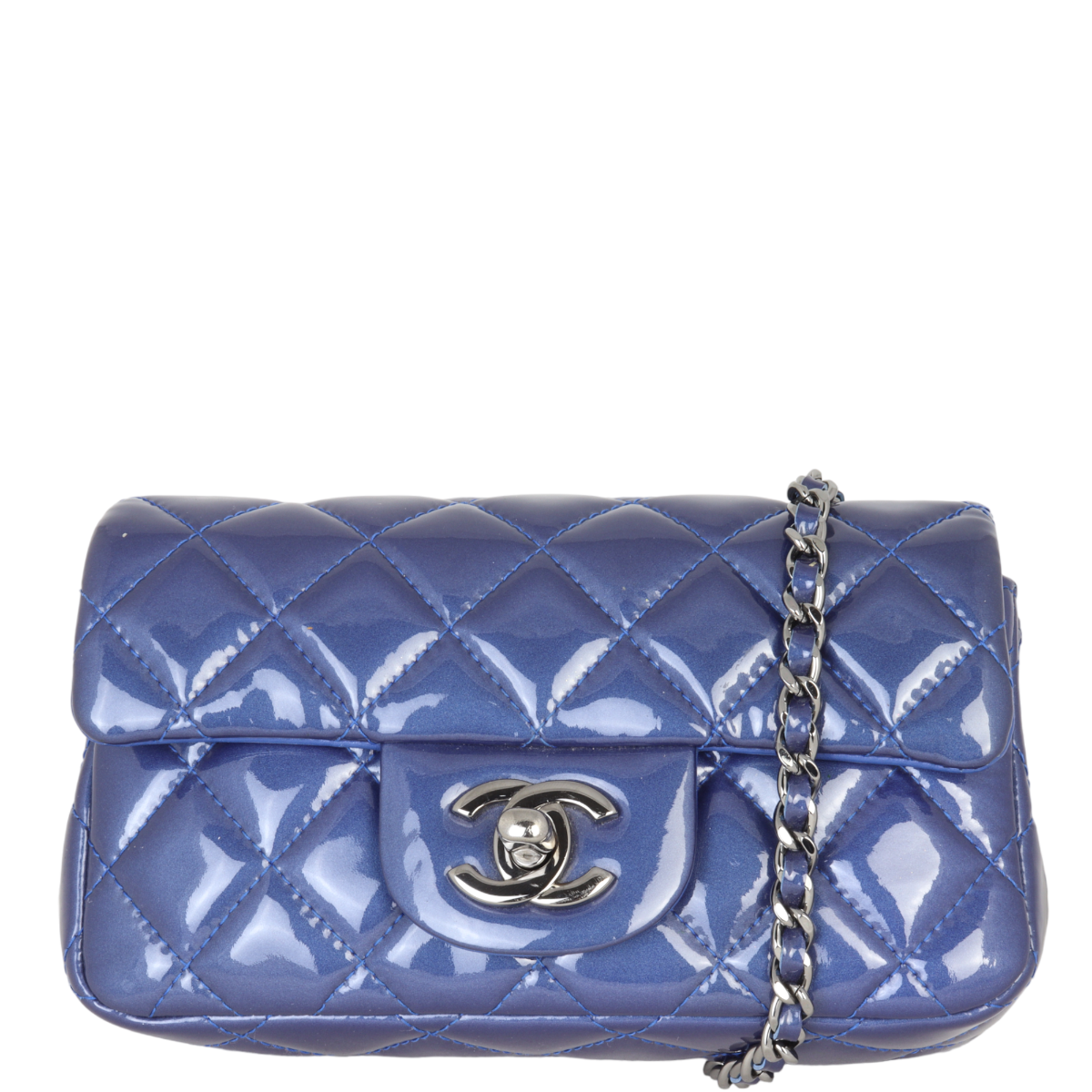 Chanel Classic Flap Rectangular Bag Patent Blue Mini Bag