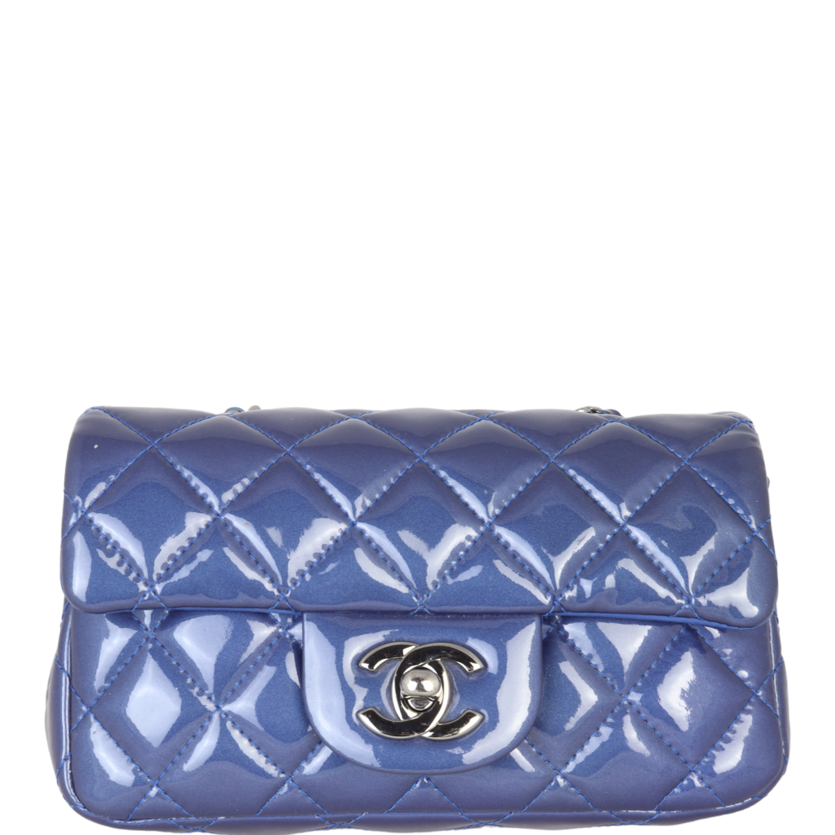 Chanel Classic Flap Rectangular Bag Patent Blue Mini Bag