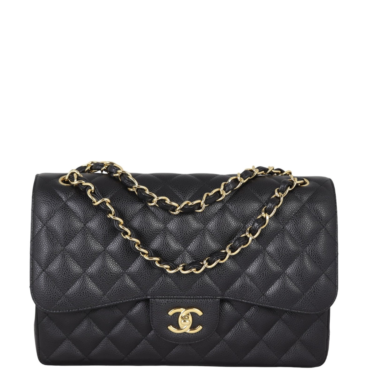 Chanel Classic Double Jumbo GTH Handbag Black Flap