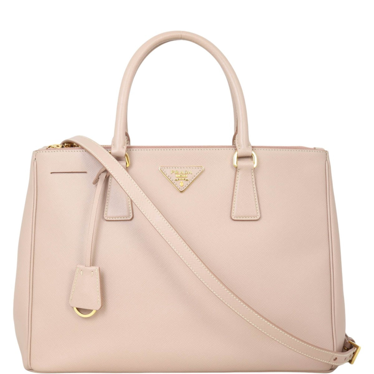 Prada Tote Bag Lux Galleria Double Tote 15 Saffiano Pink Medium