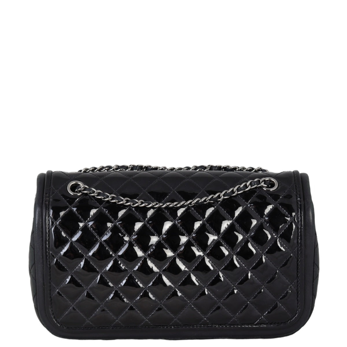 Chanel Classic Twist Bag Patent Diamond Black Medium Handbag