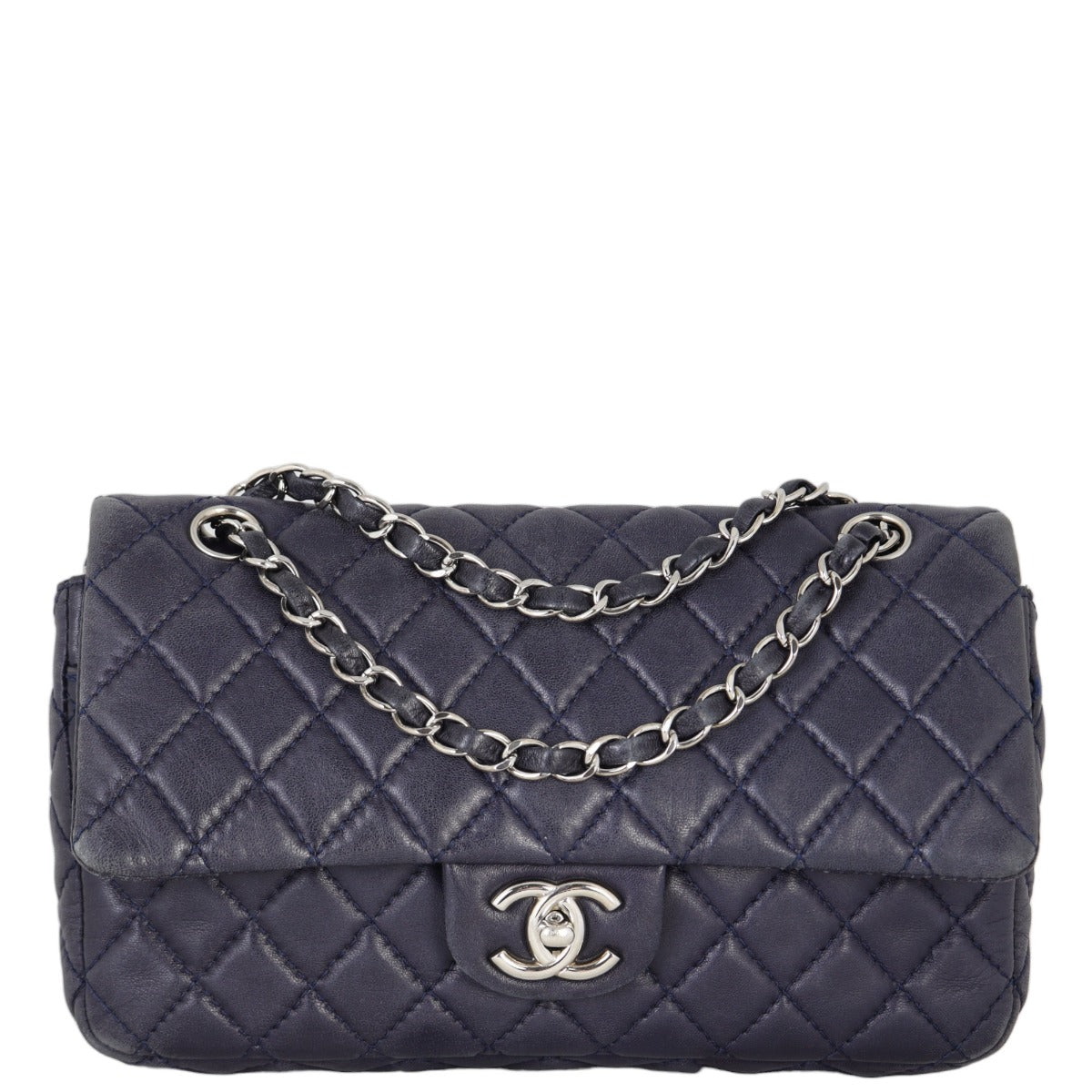 Chanel Classic Double Lambskin Navy Handbag Small Flap
