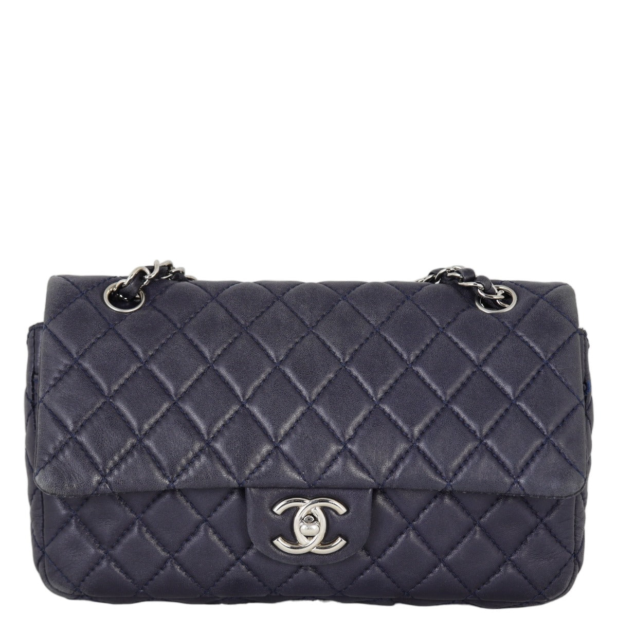 Chanel Classic Double Lambskin Navy Handbag Small Flap