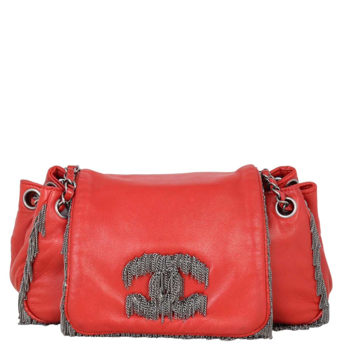 Chanel Rock & Cabaret Fringe Accordion Bag Red Chain Jewelry