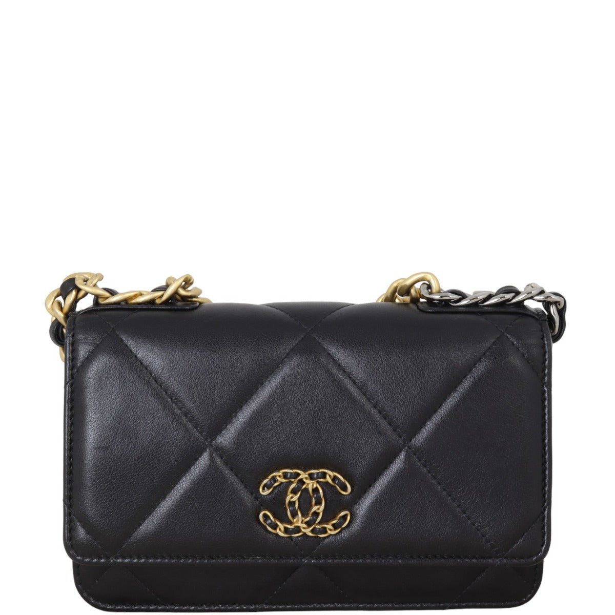 Chanel 19 Wallet On Handbag Black Chain