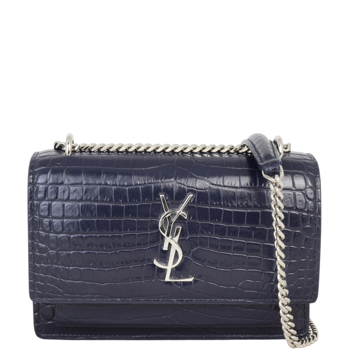 YSL Saint Laurent Sunset Croc Embossed Crossbody Bag Mini