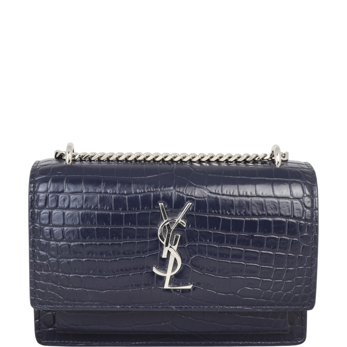 YSL Saint Laurent Sunset Croc Embossed Crossbody Bag Mini