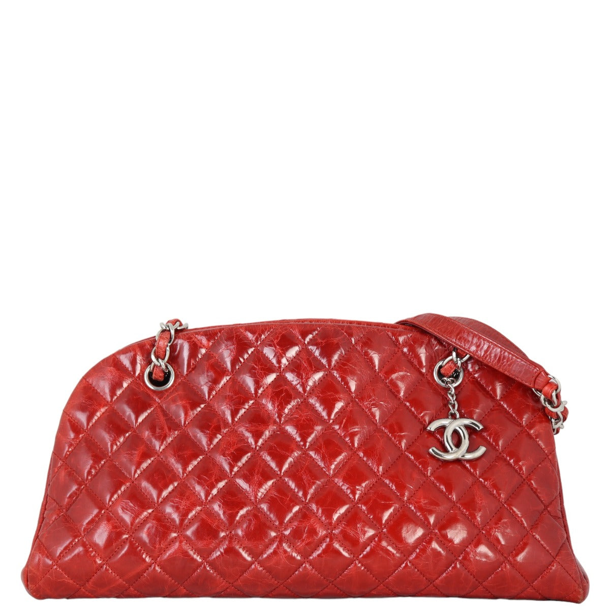 Chanel Just Mademoiselle Bowler Bag Red Medium Handbag