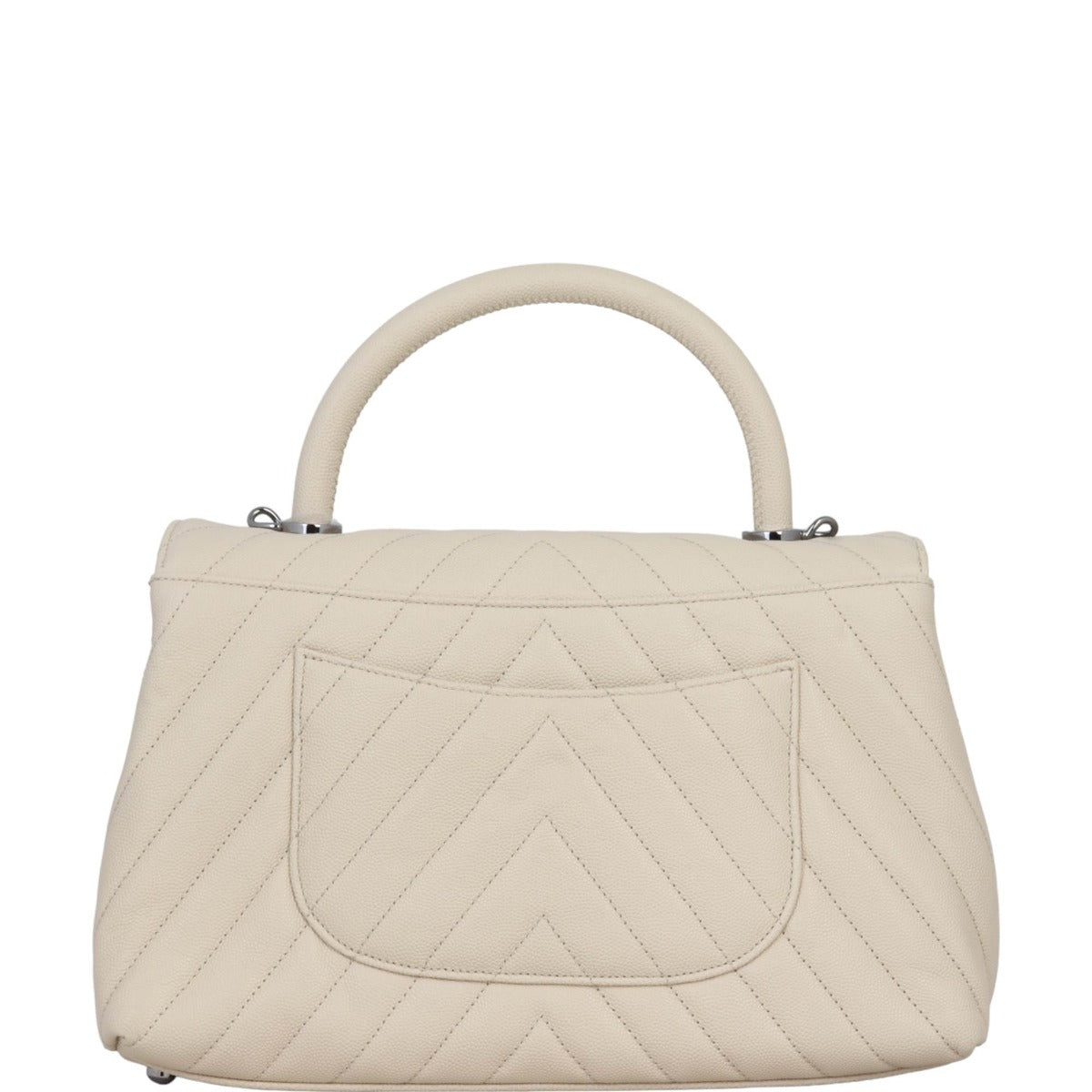 Chanel Coco Top Handle Bag White Beige Handbag