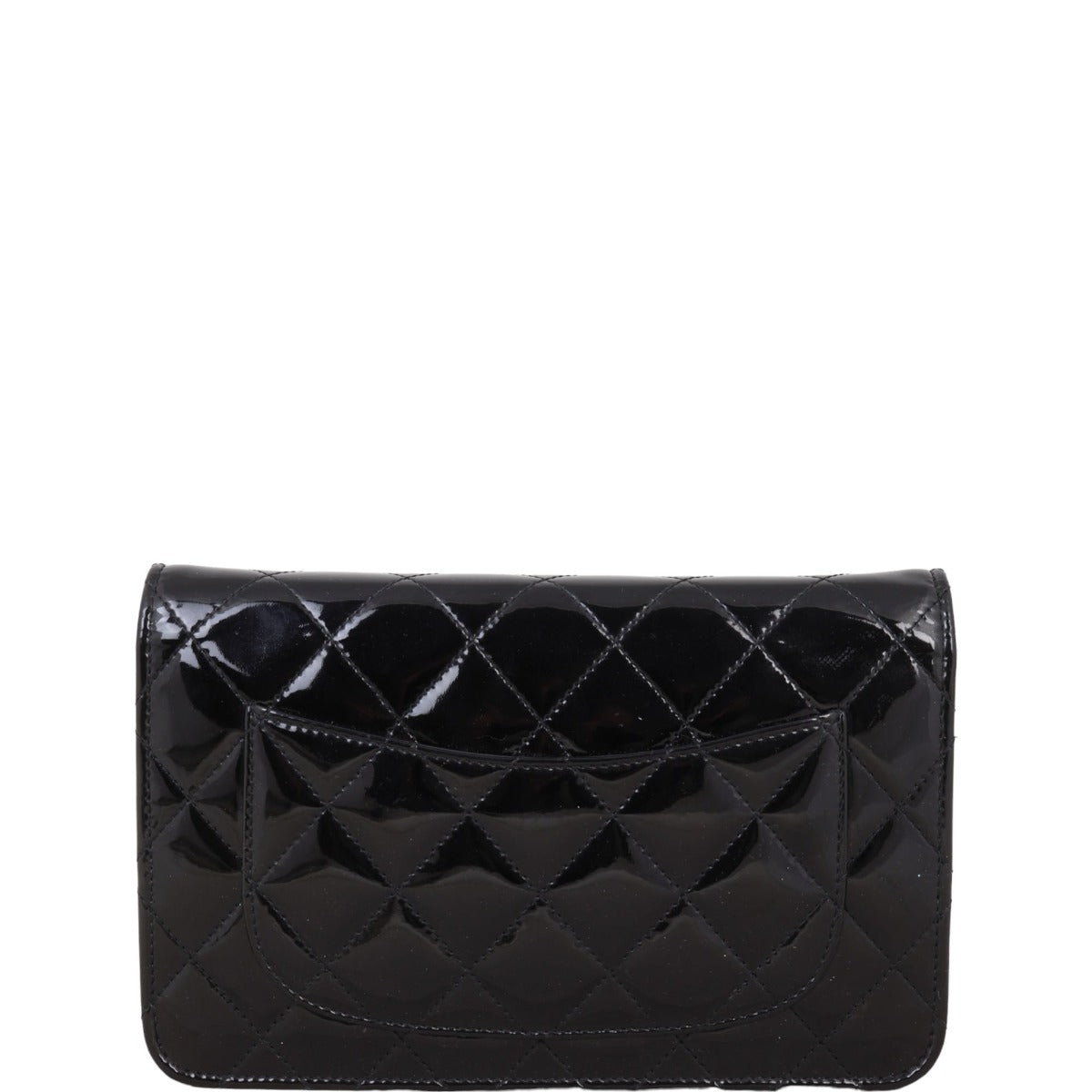 Chanel Classic Wallet on Patent Diamond Handbag Black Chain