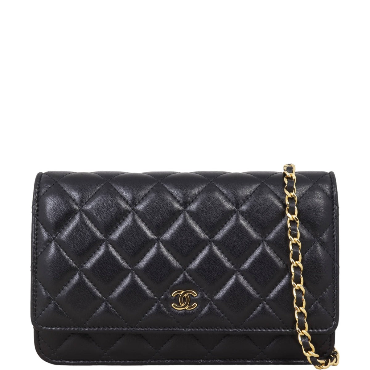 Chanel Classic Wallet on Lambskin Handbag Black Chain