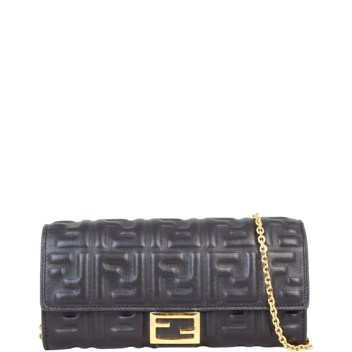 Fendi Handbag Baguette FF Wallet on Chain Embossed Shoulder Bag