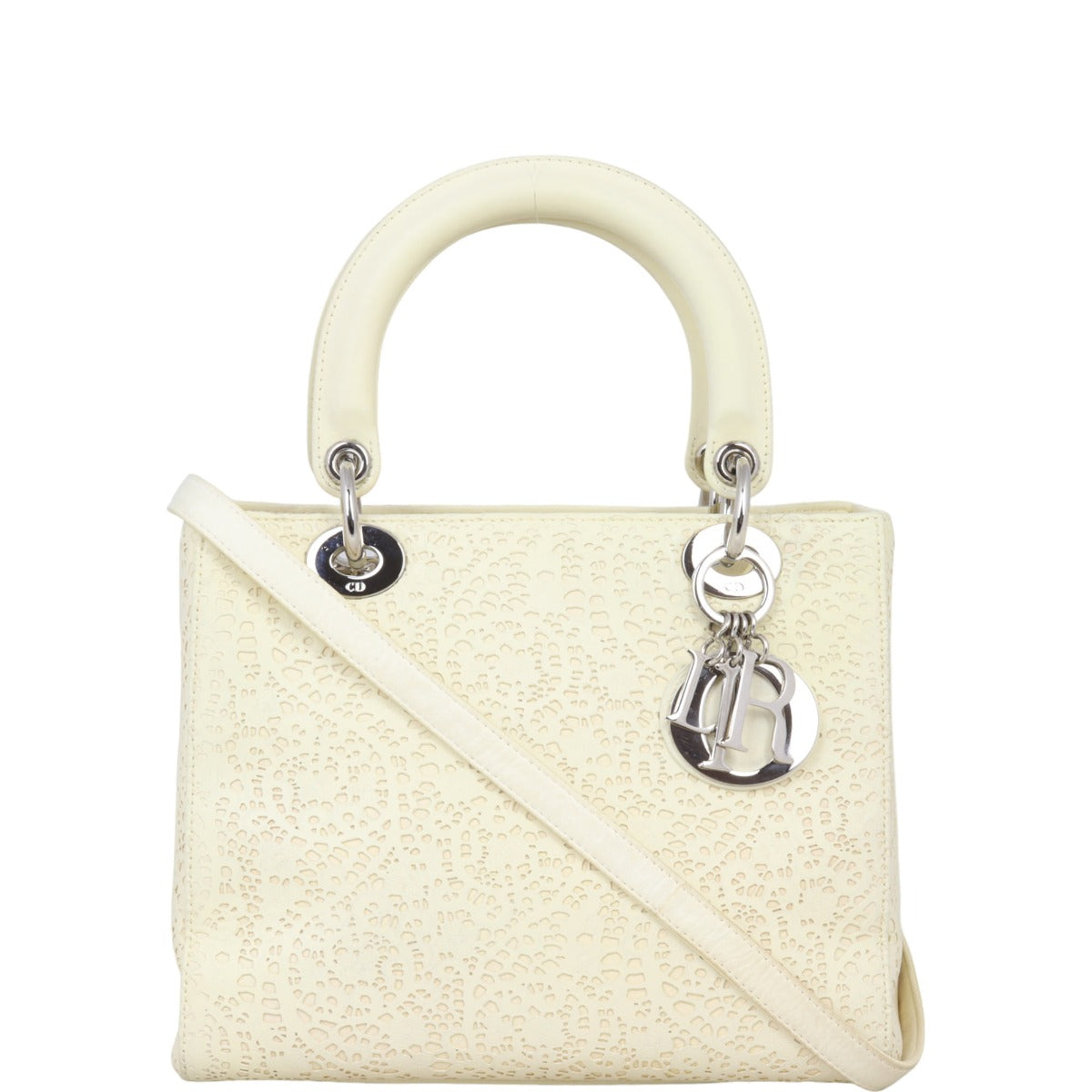 Dior Lady Laser Cut Lace Handbag Medium Travel Bag