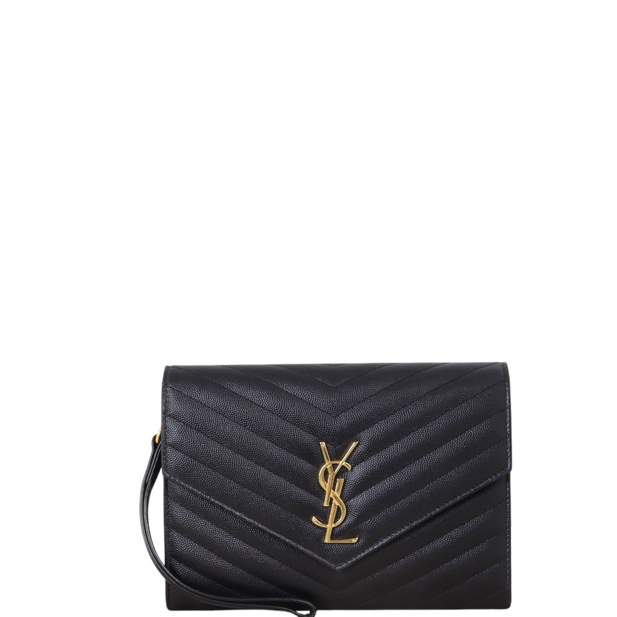 YSL Saint Laurent Cassandre Wristlet Pouch Travel Bag Flap