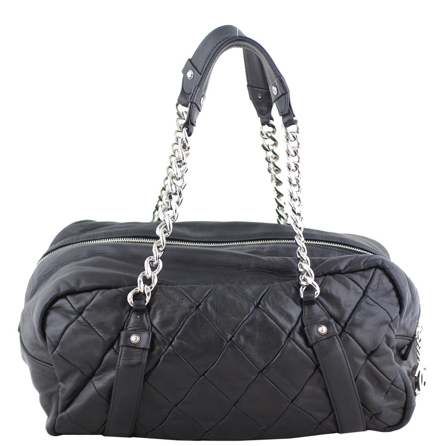 Chanel Diagonal Zip Bowler Bag Handbag