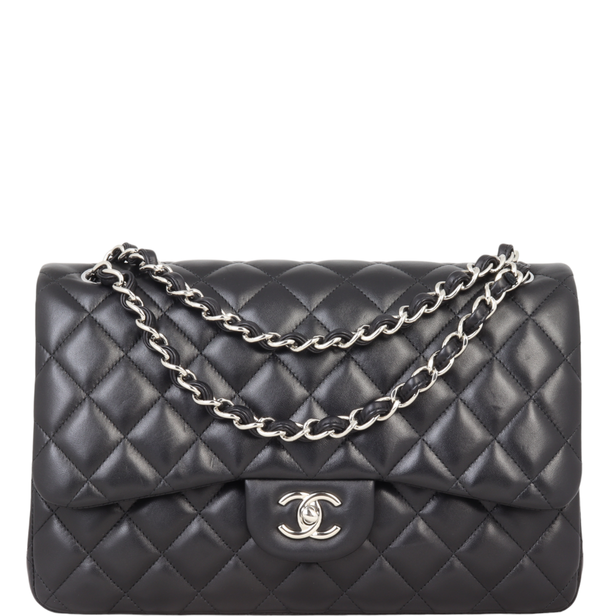 Chanel Classic Double Jumbo Lambskin SHW Handbag Flap