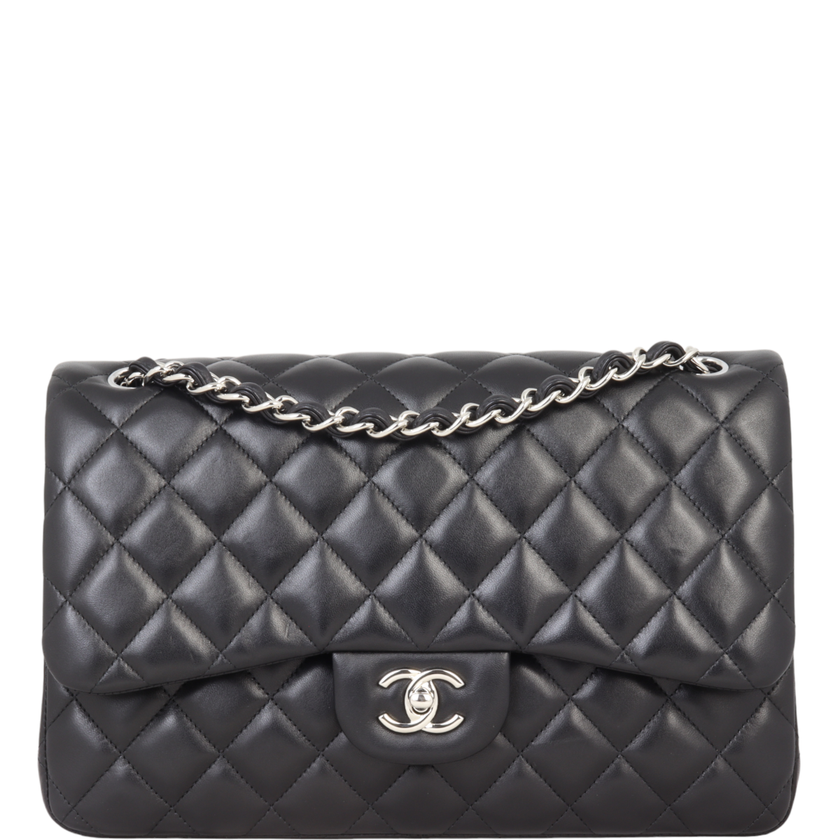 Chanel Classic Double Jumbo Lambskin SHW Handbag Flap