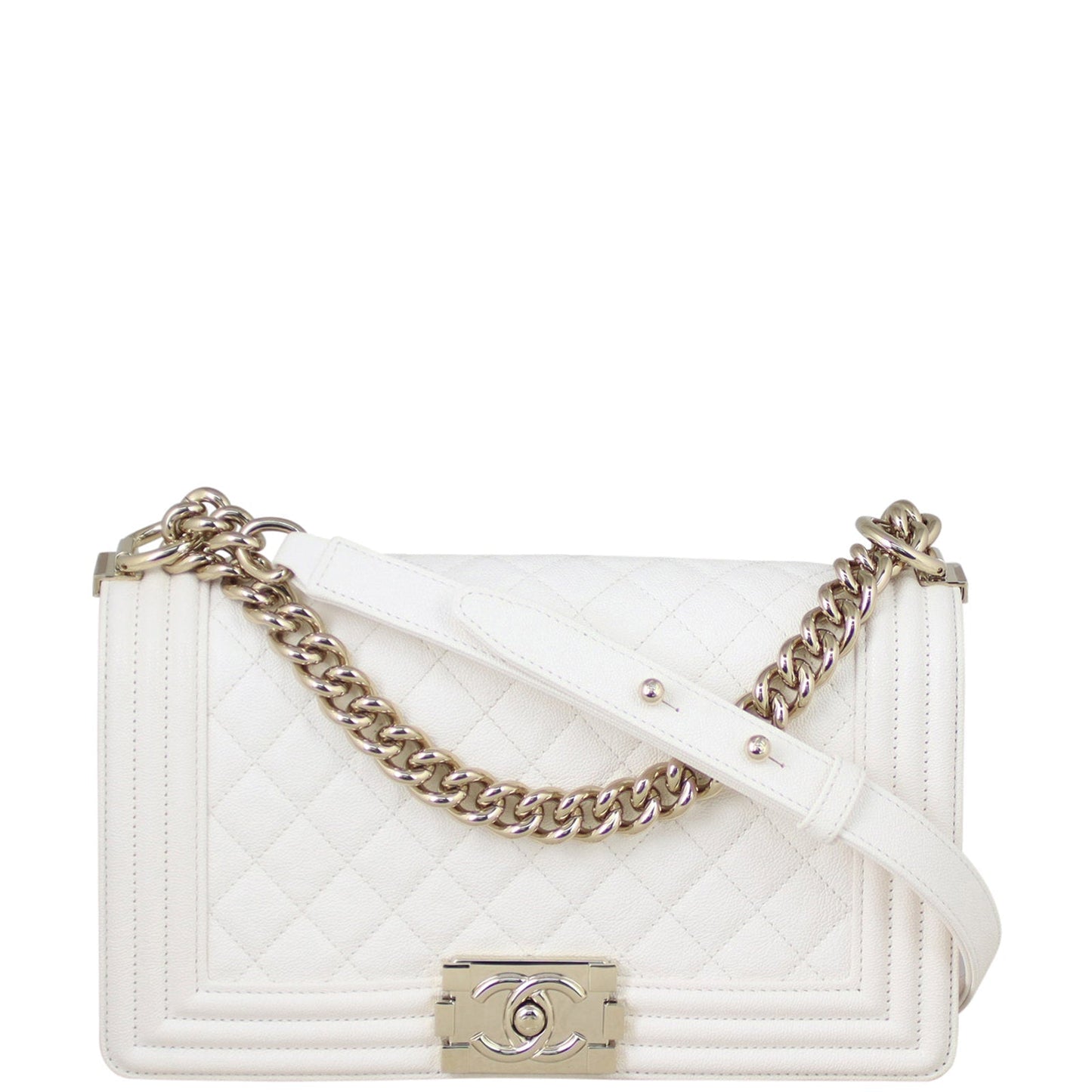 Chanel Boy Old Handbag White Medium