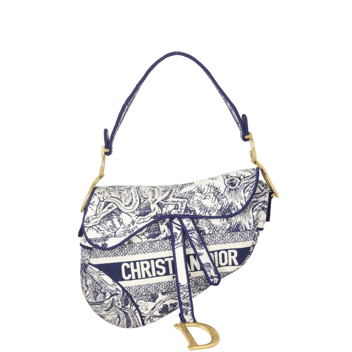 Dior Saddle Bag Toile De Jouy Embroidered Travel Bag
