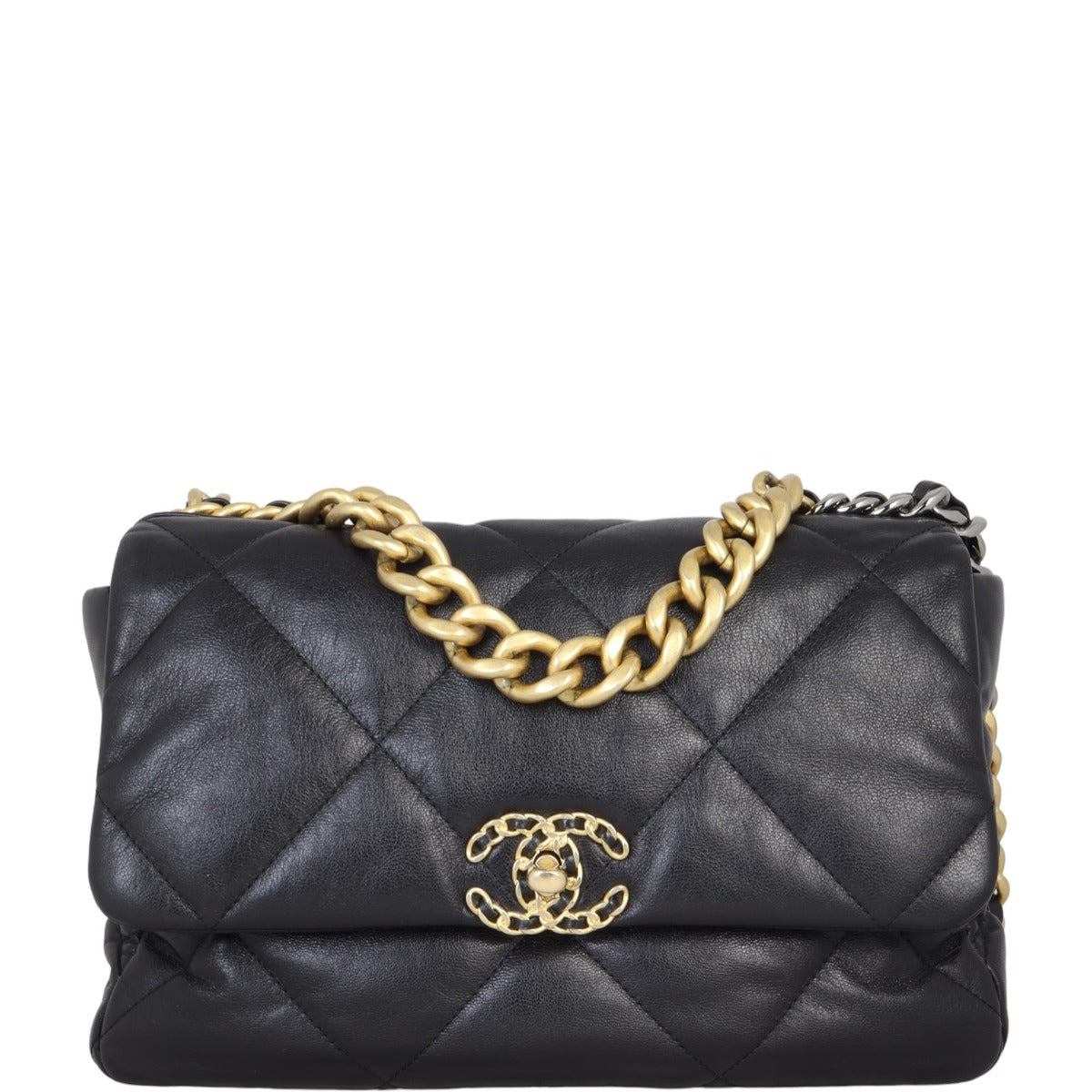 Chanel 19 Bag hardware Gold Large Handbag