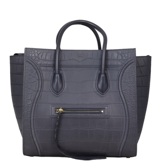 Celine Phantom Luggage Tote Croc Embossed Handbag Medium Tote Bag
