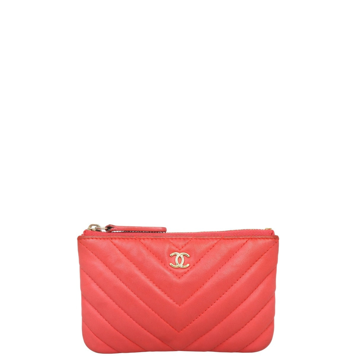 Chanel Classic O-Case Chevron Handbag Red Mini Mini Bag