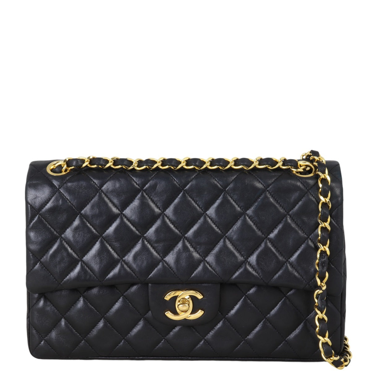 Chanel Classic Double Flap Handbag Quilted Black Shoulder Bag Medium 07112024
