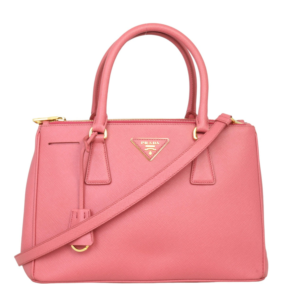 Prada Tote Bag Lux Galleria Double Tote 13 Saffiano Pink Small