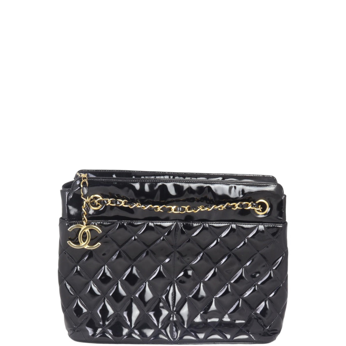 Chanel CC Tote Patent Quilted Tote Bag