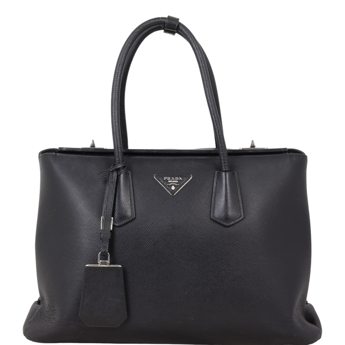 Prada Saffiano Cuir Twist Lock Tote Handbag Tote Bag
