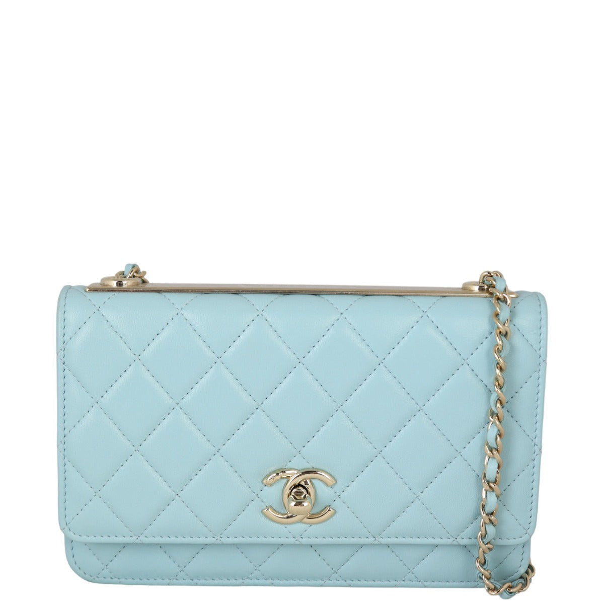 Chanel CC Trendy Wallet on Baby Handbag Blue Chain