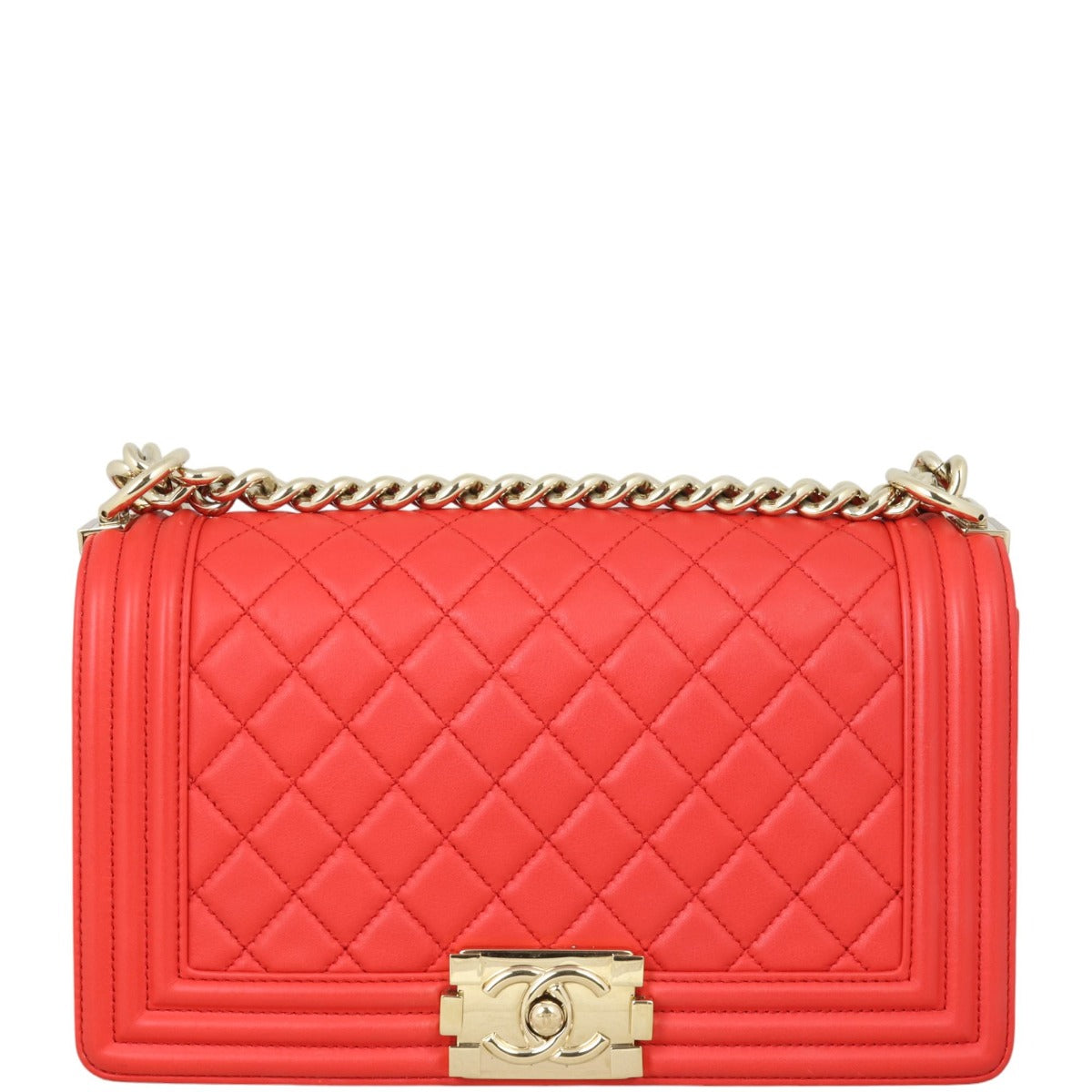 Chanel Boy Old Handbag Red Medium