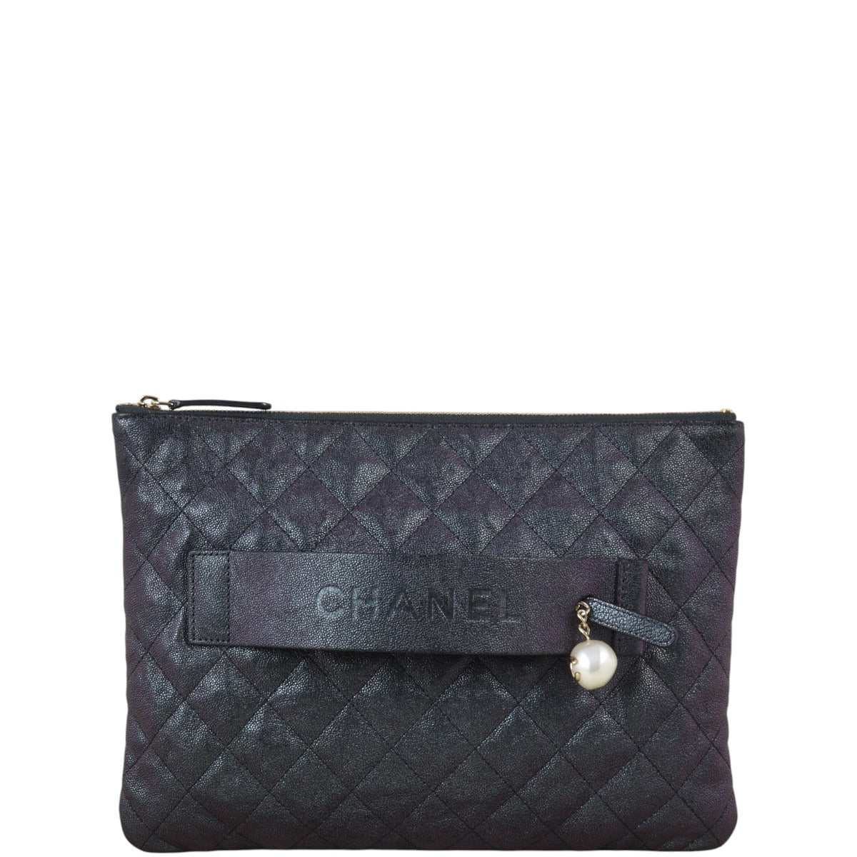 Chanel Night by the C Zip Pouch Handbag Black Clutch Bag