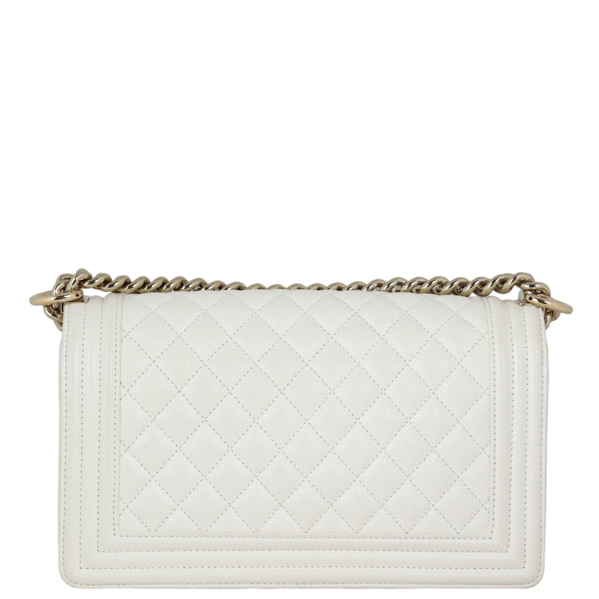 Chanel Boy Old Caviar Handbag White Medium