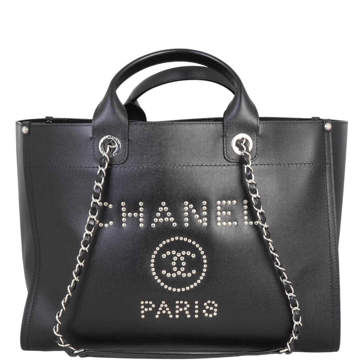 Chanel Deauville Studded Tote Leather Large Tote Bag