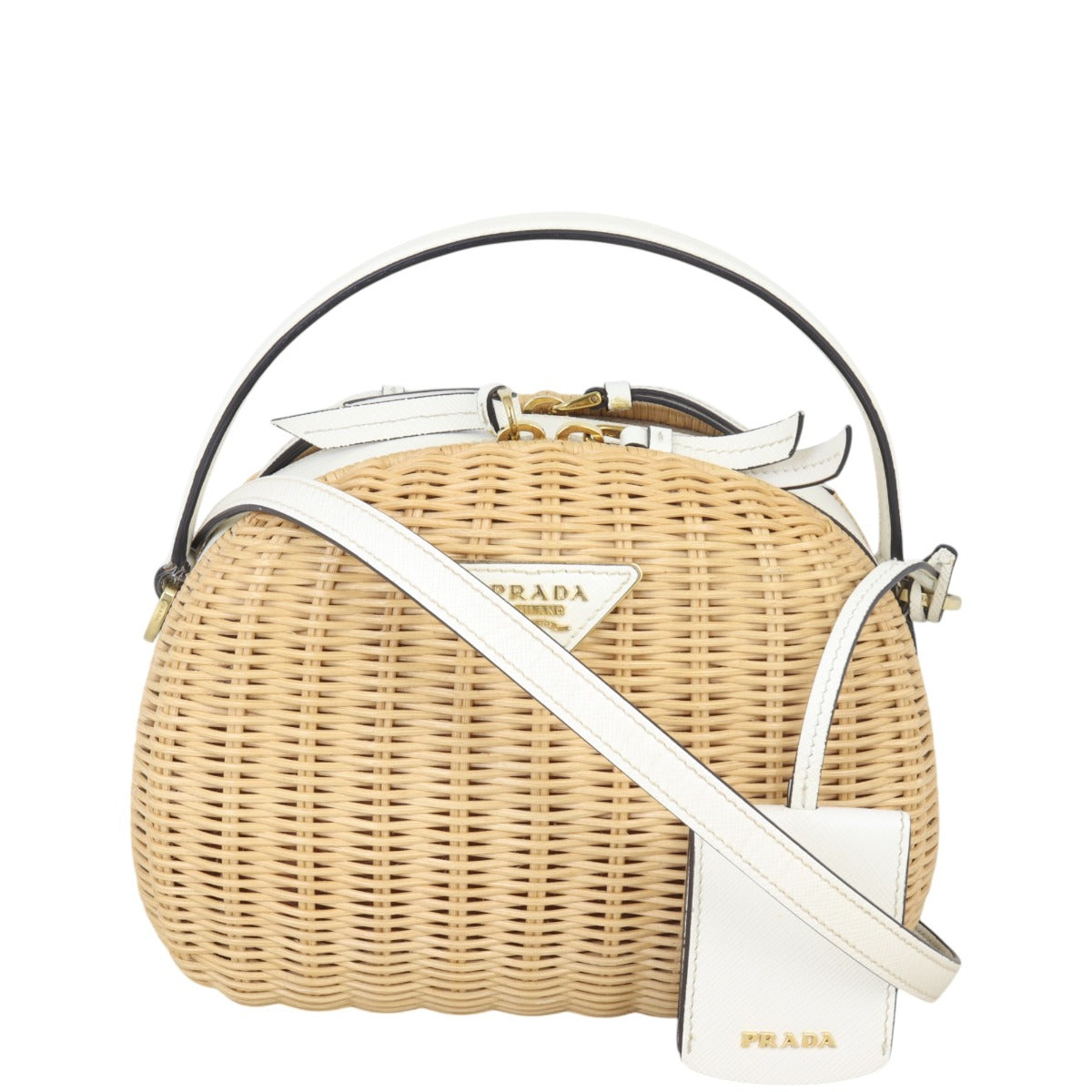 Prada Crossbody Bag Odette Handle Bag Saffiano Brown Basket Shoulder Bag
