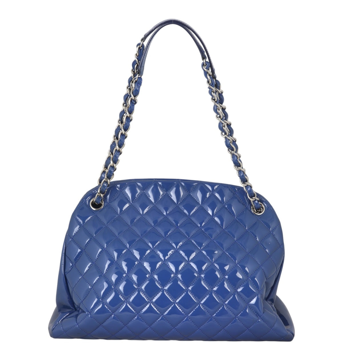 Chanel Mademoiselle Bowler Bag Patent Quilted Blue Shoulder Bag
